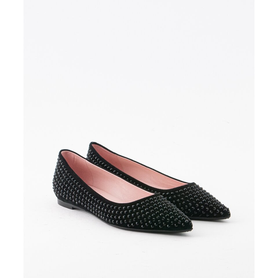 Black embellished hot sale flats