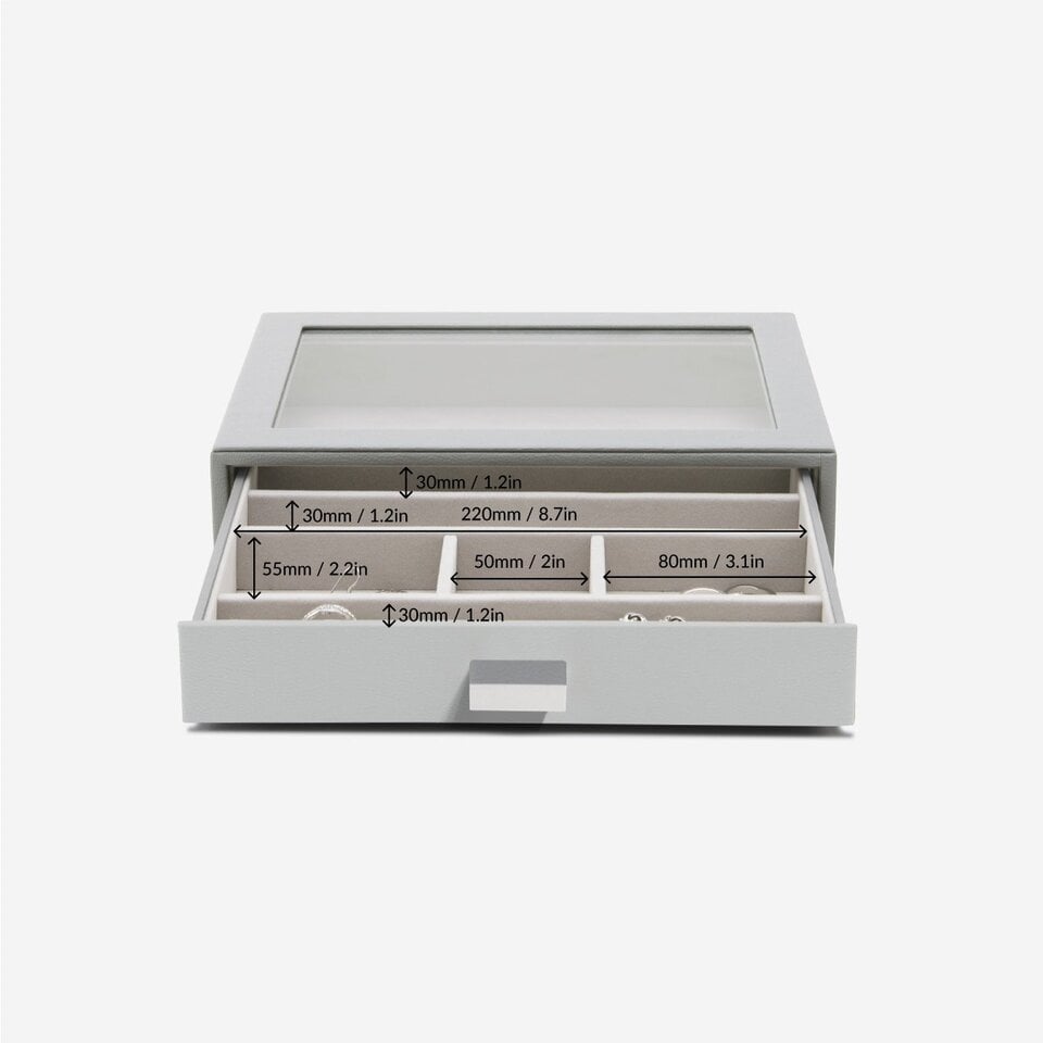 Classic Glass Lidded Drawer - Pebble Grey | TANGS Singapore