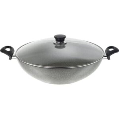 36cm Non-Stick Wok w/Glass Cover