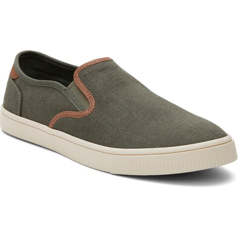 Toms Baja Dark Sage Heritage Canvas/Synthetic Nubuck Trim | TANGS Singapore