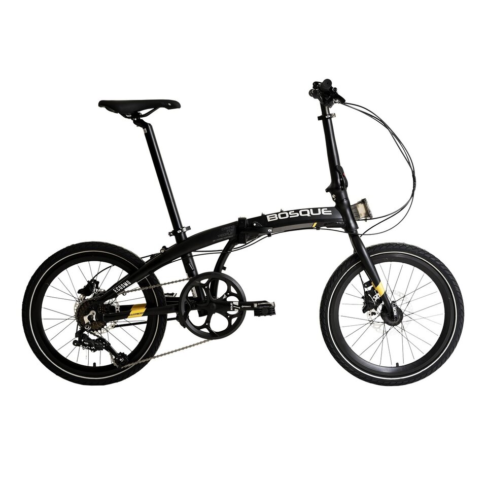 yellow folding bike