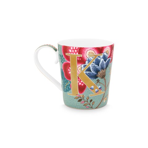 Alphabet Mug Floral Fantasy Light Blue K 350ml | TANGS Singapore