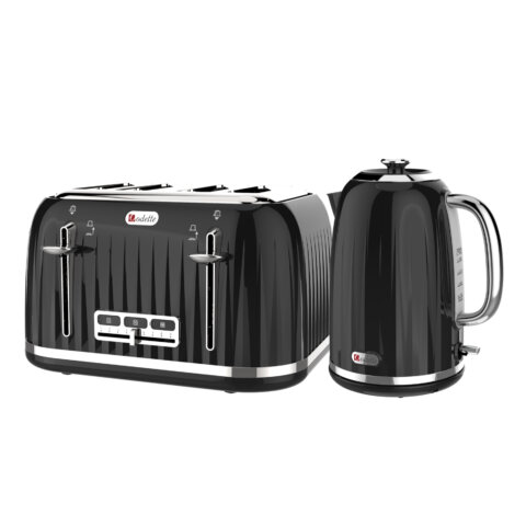 black 4 toaster and kettle set