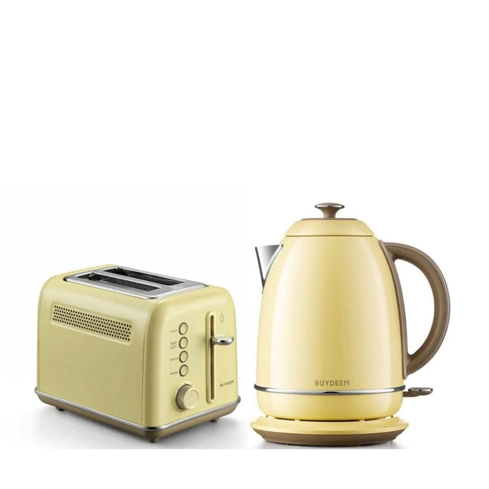 yellow electric kettle and toaster